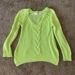 Zara Neon green Knit Oversized Sweater